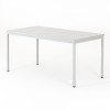 Vista de 3/4 de la mesa rectangular polivalente color Madera gris y patas grises
