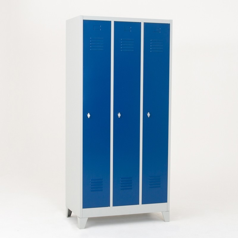 Taquilla metálica 1 puerta 3 cuerpos azul  con patas