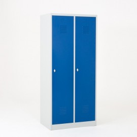 Taquilla 1 puerta 2 cuerpos azul con separación ropa limpia/sucia cerrada con patas metálicas