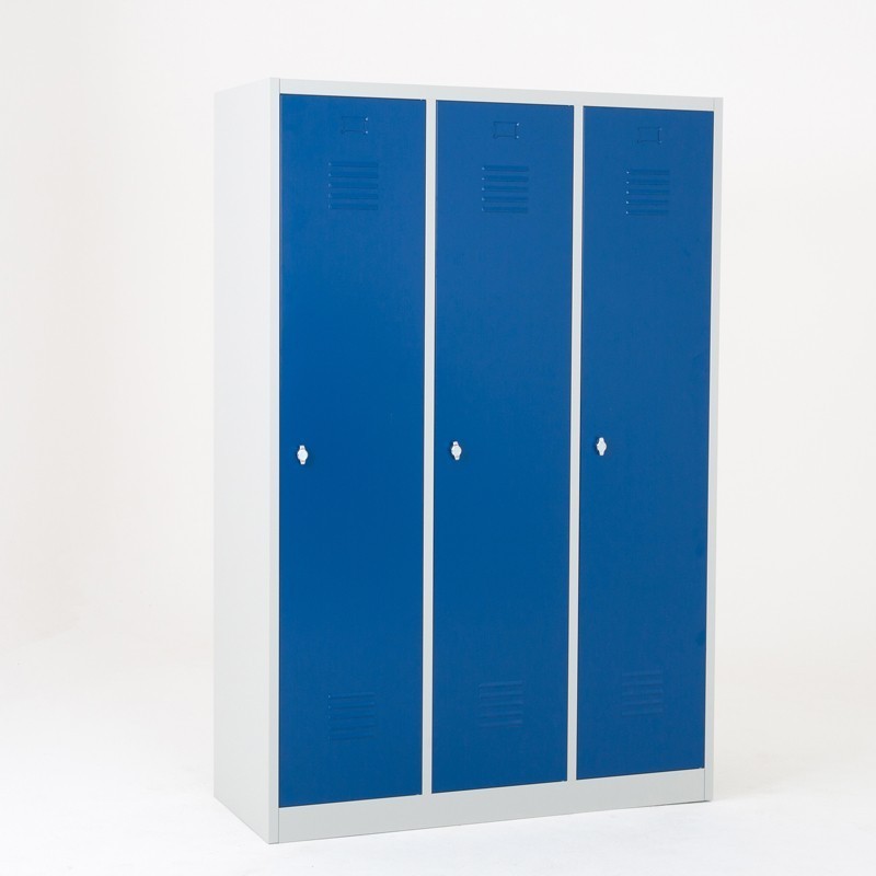 Taquilla 1 puerta 3 cuerpos azul con separación ropa limpia/sucia cerrada