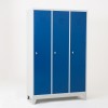 Taquilla 1 puerta 3 cuerpos azul con separación ropa limpia/sucia cerrada con patas metálicas