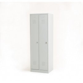 taquilla metálica gris 1 puerta 2 cuerpos cerrada
