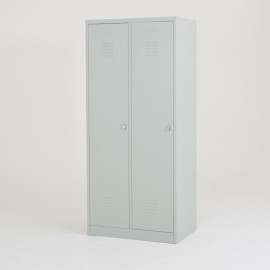 Taquilla 1 puerta 2 cuerpos gris con separación ropa limpia/sucia cerrada