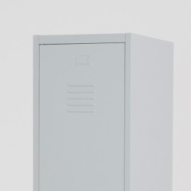 parte superior de la taquilla 1 puerta 2 cuerpos gris con separación ropa limpia/sucia