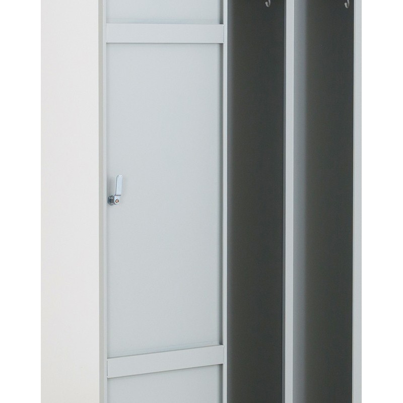 Taquilla 1 puerta 2 cuerpos gris con separación ropa limpia/sucia - vista desde el interior