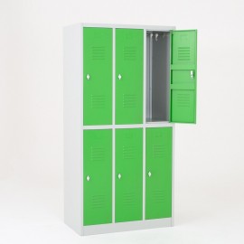 Taquilla 2 puertas 3 cuerpos verde - una puerta abierta