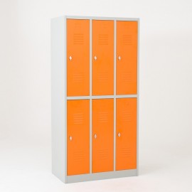 Taquilla 2 puertas 3 cuerpos naranja - puertas cerradas