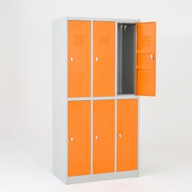 Taquilla 2 puertas 3 cuerpos naranja - una puerta abierta