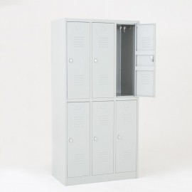 Taquilla 2 puertas 3 cuerpos gris - una puerta abierta