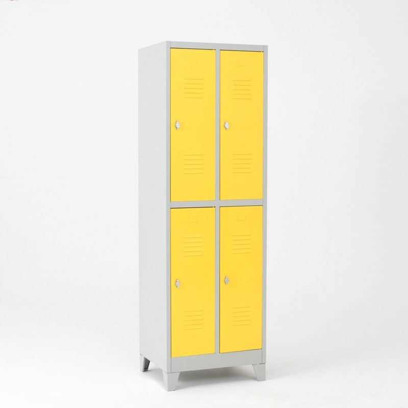 Taquilla 2 puertas 2 cuerpos amarilla - puertas cerradas con patas