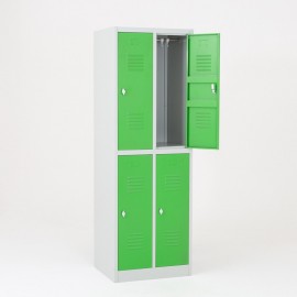 Taquilla 2 puertas 2 cuerpos verde - una puerta abierta