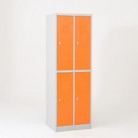 Taquilla 2 puertas 2 cuerpos naranja - puertas cerradas