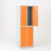 Taquilla 2 puertas 2 cuerpos naranja - una puerta abierta