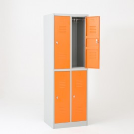 Taquilla 2 puertas 2 cuerpos naranja - una puerta abierta