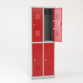 Taquilla 2 puertas 2 cuerpos roja - una puertas abierta