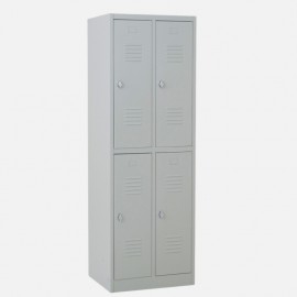 Taquilla 2 puertas 2 cuerpos gris - puertas cerradas