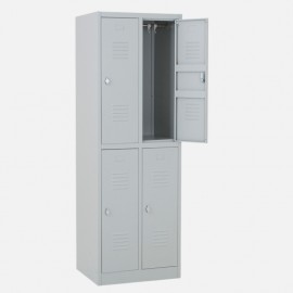 Taquilla 2 puertas 2 cuerpos gris - una puerta abierta