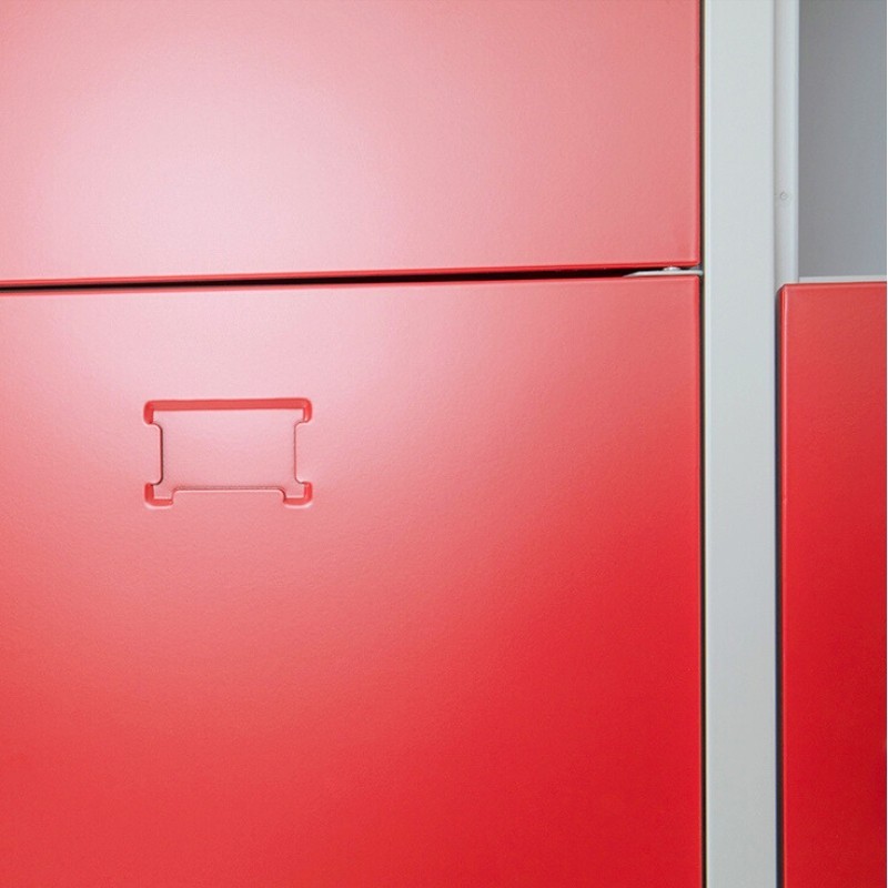 Zoom en el soporte de etiqueta de la taquilla 5 puertas 1 cuerpo roja