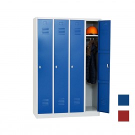 taquilla metálica azul 1 puerta 4 cuerpos abierta