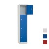 Vista desde 3/4 de la taquilla 4 puertas 1 cuerpo azul con un casillero abierto