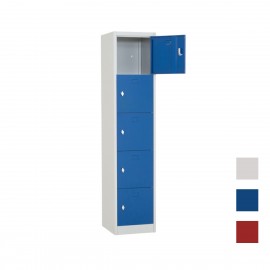 Vista general de la taquilla 5 puertas 1 cuerpo azul con un casillero abierto