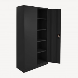 Vista de 3/4 del armario con puertas batientes altura 192 cm con una puerta abierta