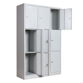 Taquilla 3 Puertas 3 Cuerpos gris - 3 puertas totalmente abiertas