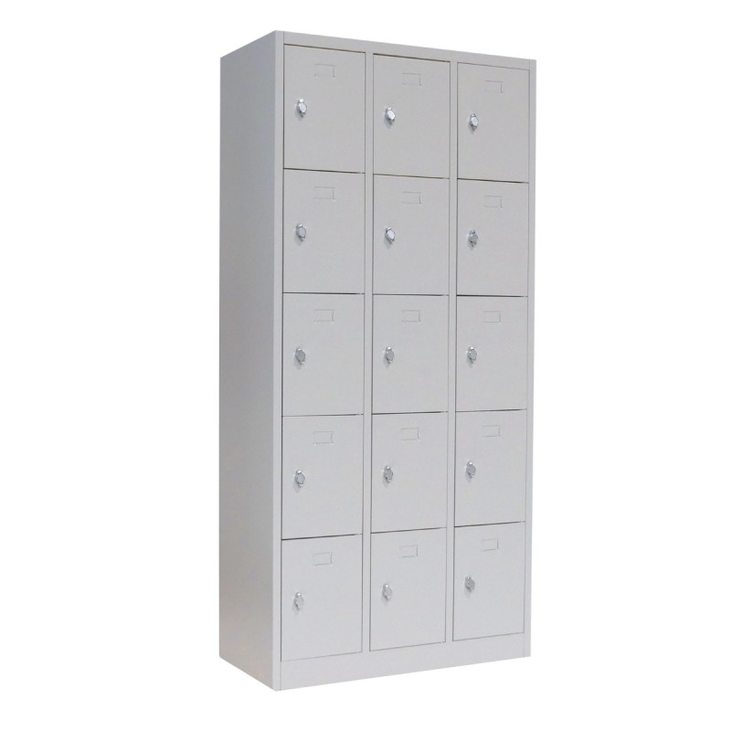 Vista general de la taquilla 5 puertas 3 cuerpos azul