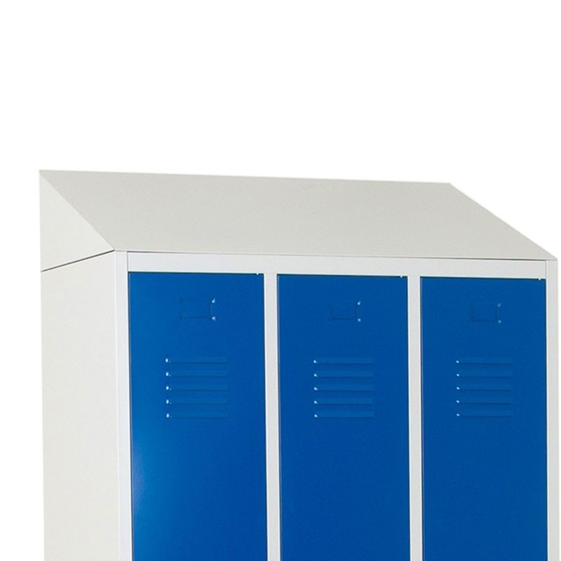 Vista general de la taquilla 5 puertas 3 cuerpos azul