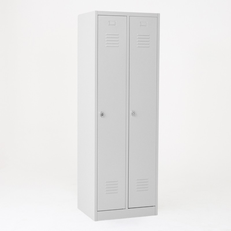 taquilla metálica gris 1 puerta 2 cuerpos cerrada
