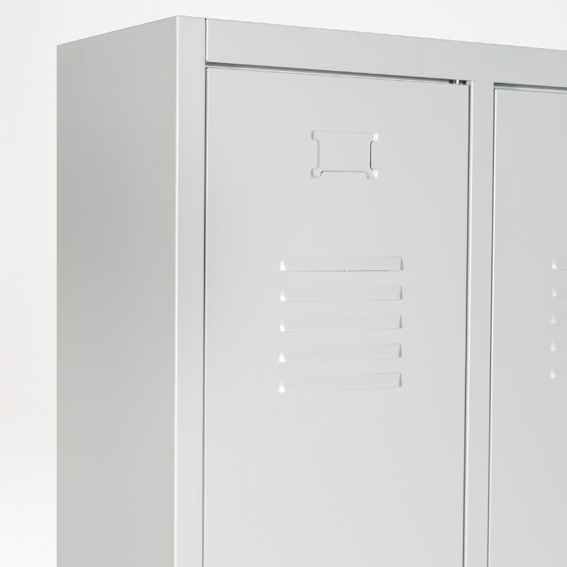 parte superior de la taquilla 1 puerta 1 cuerpo gris con separación ropa limpia/sucia