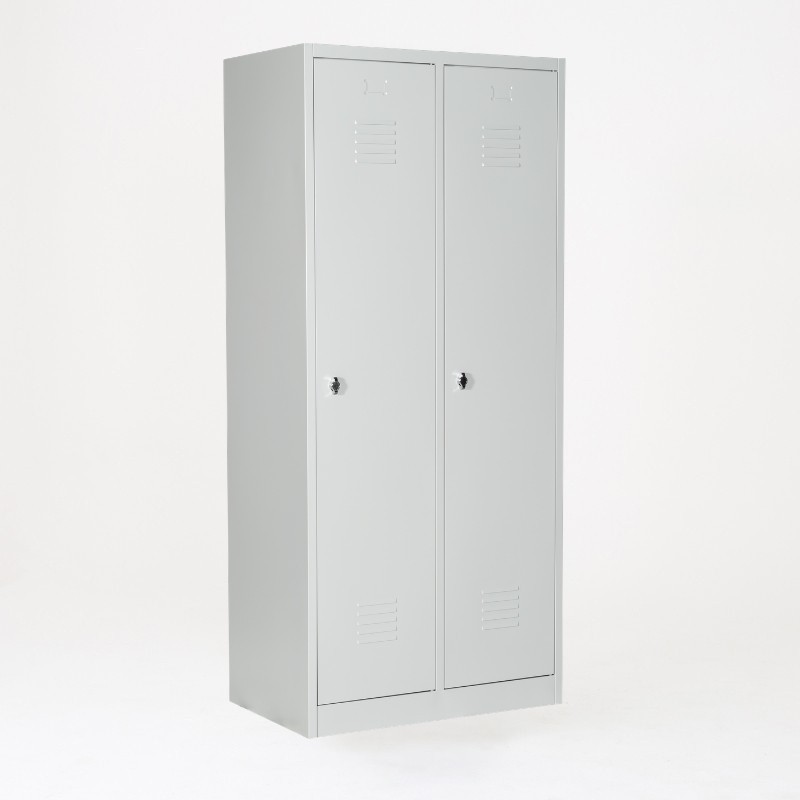 Taquilla 1 puerta 2 cuerpos gris con separación ropa limpia/sucia cerrada