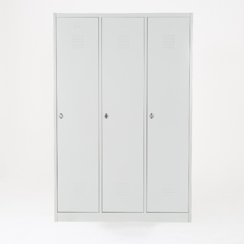 Taquilla 1 puerta 3 cuerpos gris con separación ropa limpia/sucia cerrada
