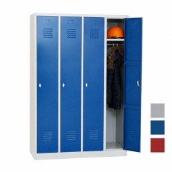 taquilla metálica azul 1 puerta 4 cuerpos abierta