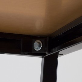 Zoom en la mesa de oficina media luna