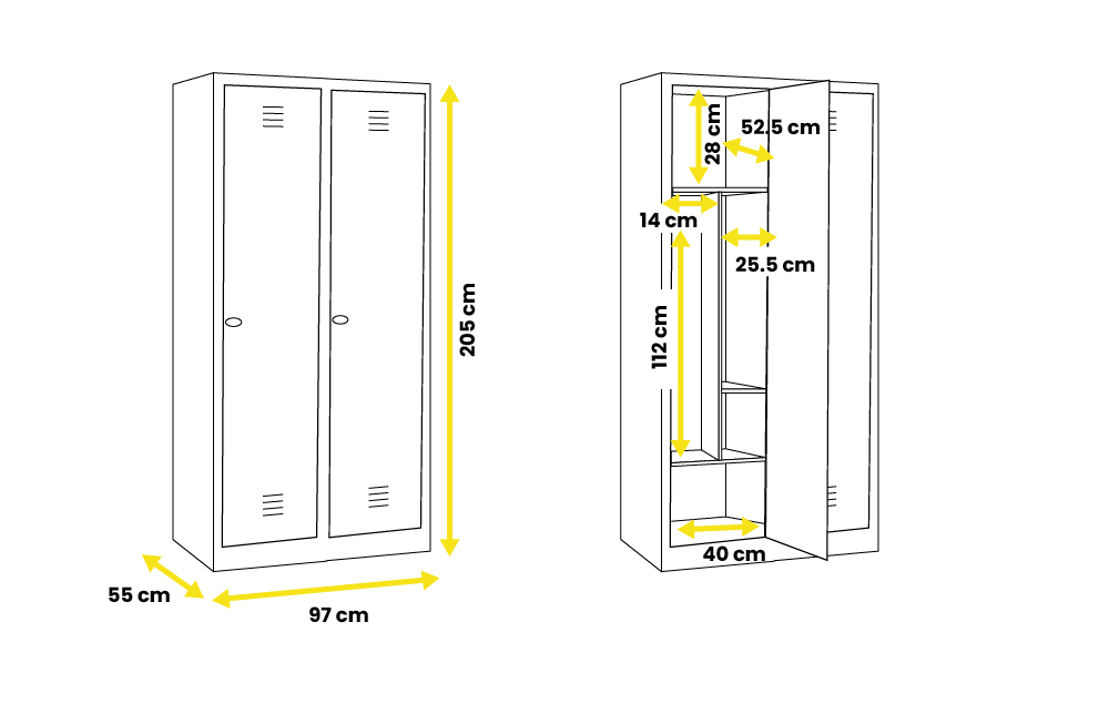 Taquilla para bomberos 1 Puerta 2 Cuerpos