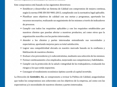 POLÍTICA CALIDAD TAQUIMETAL